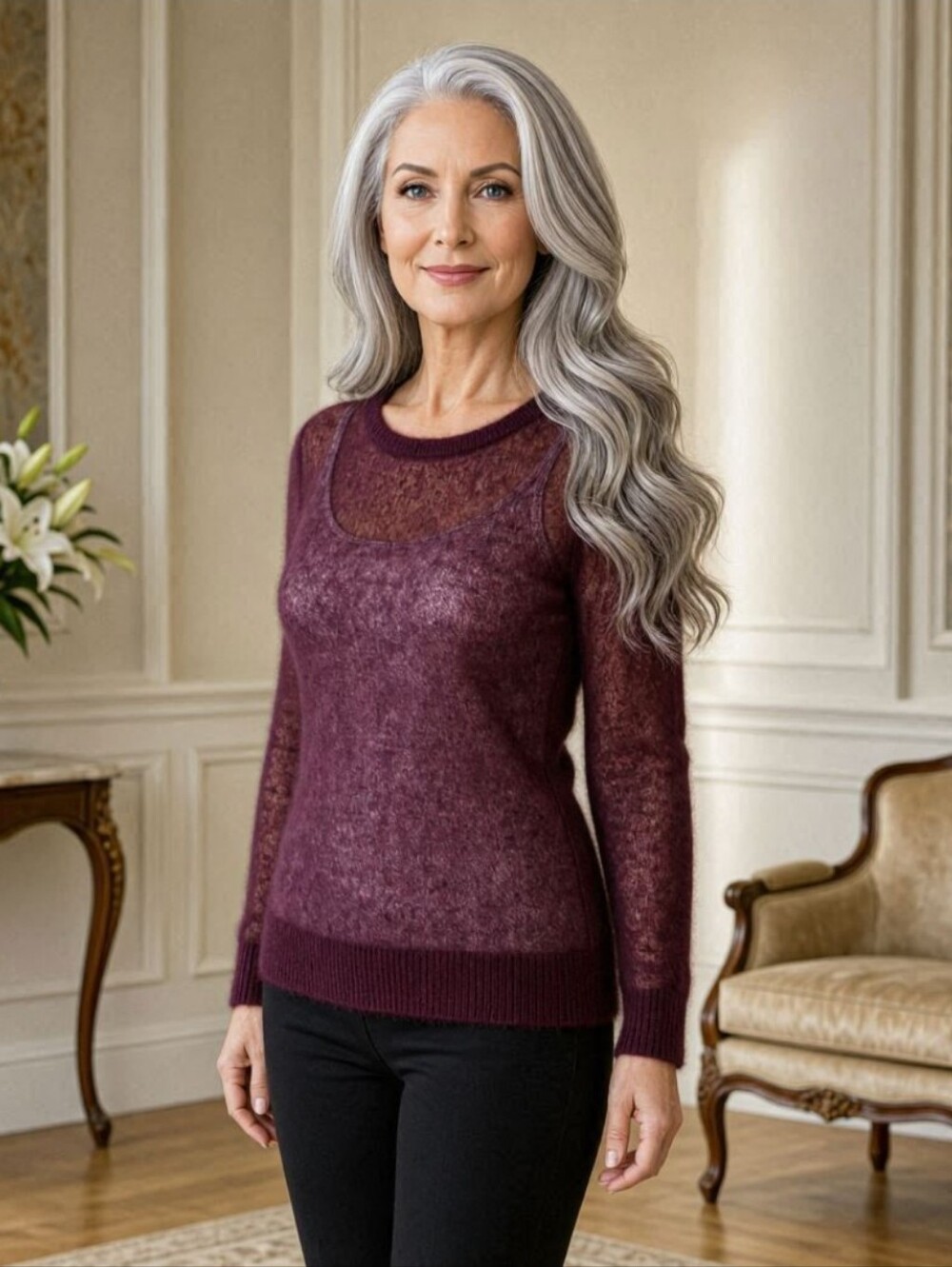 J. JILL - SIZE -M     SHEER MOHAIR BLEND SWEATER